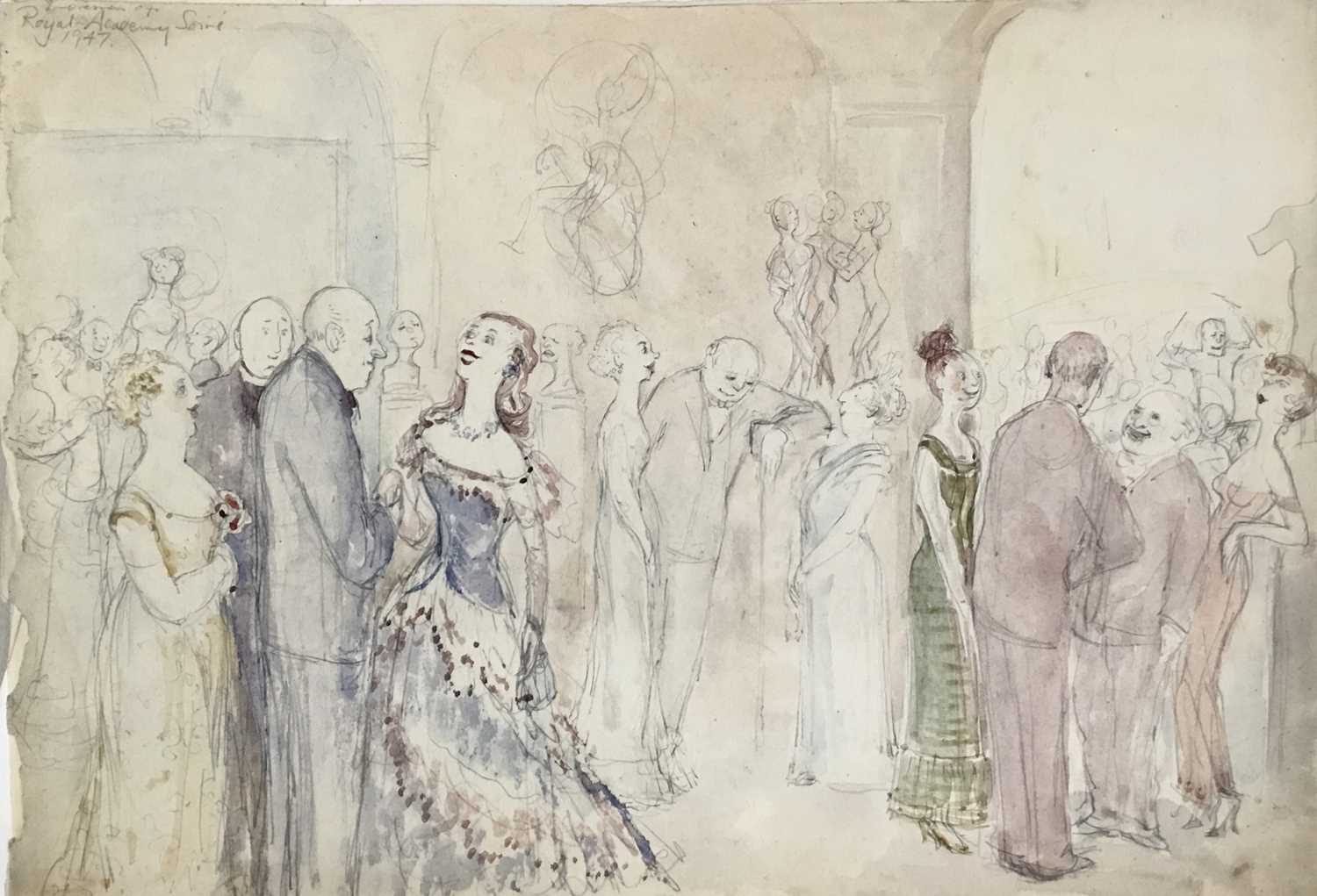 Lot 923 - *Mary Millar Watt (1924-2023) watercolour - Royal Academy Soirée 1947, together with a collection of works on paper by the same hand