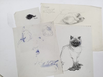 Lot 922 - *Mary Millar Watt (1924-2023) watercolour - cat sketches, and various further cat sketches by the same hand