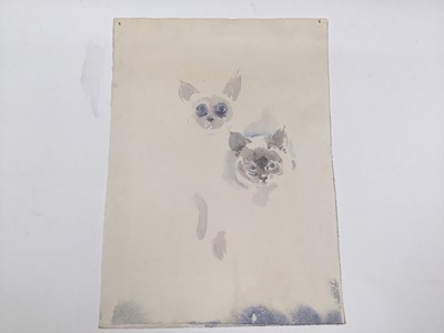 Lot 922 - *Mary Millar Watt (1924-2023) watercolour - cat sketches, and various further cat sketches by the same hand