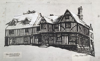 Lot 926 - *Mary Millar Watt (1924-2023) Lavenham Guildhall linocut print and original printing blocks, and others