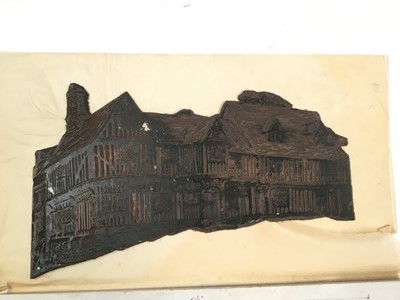 Lot 926 - *Mary Millar Watt (1924-2023) Lavenham Guildhall linocut print and original printing blocks, and others