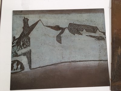 Lot 926 - *Mary Millar Watt (1924-2023) Lavenham Guildhall linocut print and original printing blocks, and others