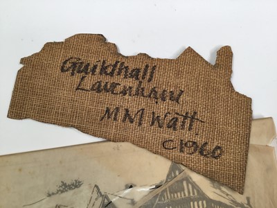 Lot 926 - *Mary Millar Watt (1924-2023) Lavenham Guildhall linocut print and original printing blocks, and others