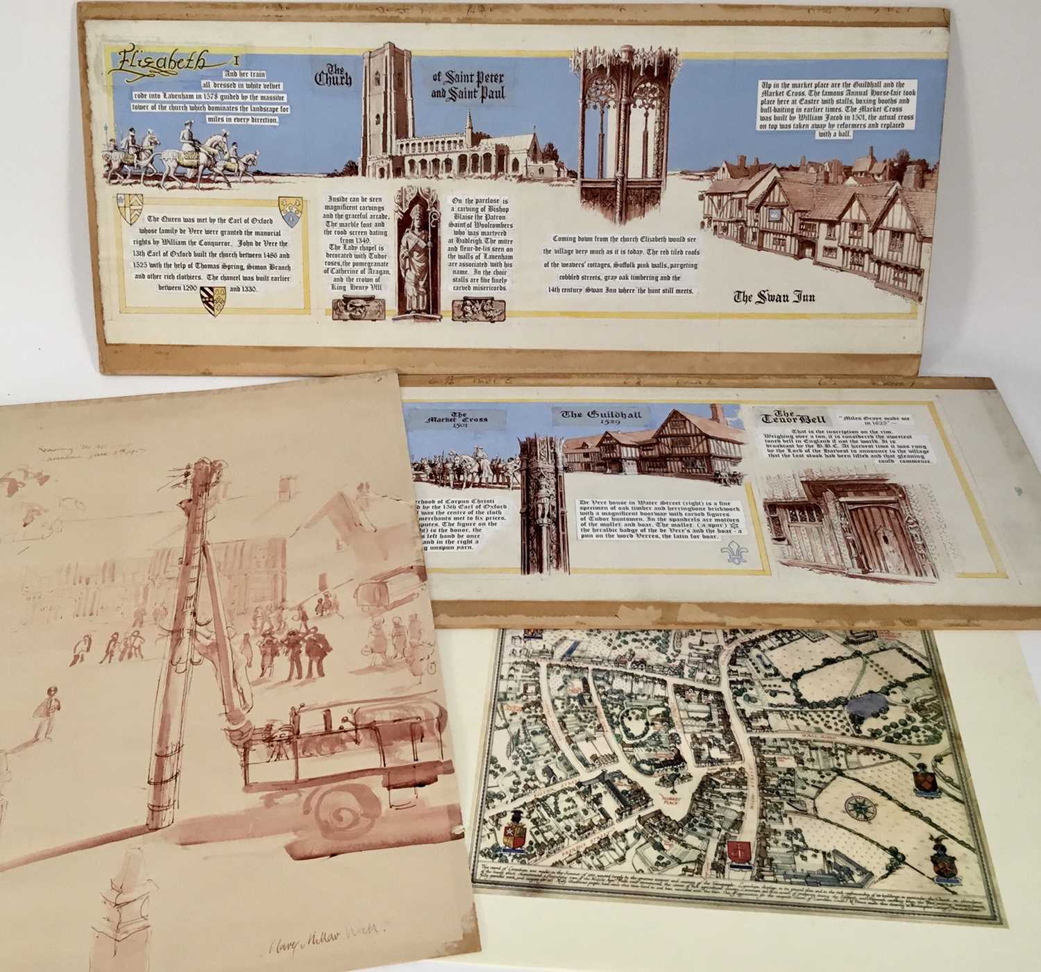 Lot 929 - *Mary Millar Watt (1924-2023) four works relating to Lavenham, unframed