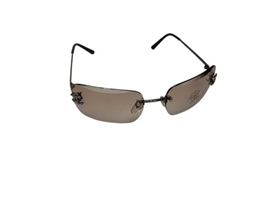 Lot 2059 - Chanel rhinestone rimless sunglasses 4017 C 125/H 62 17 120 with box.