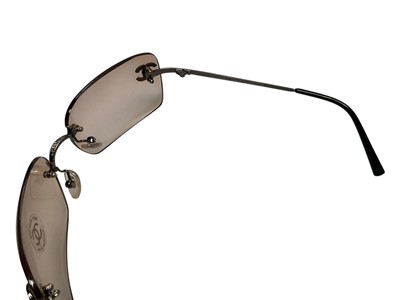 Lot 2059 - Chanel rhinestone rimless sunglasses 4017 C 125/H 62 17 120 with box.