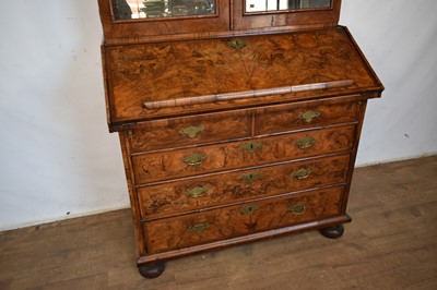 Lot 1331 - William & Mary period, and later, walnut bureau bookcase