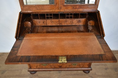 Lot 1331 - William & Mary period, and later, walnut bureau bookcase