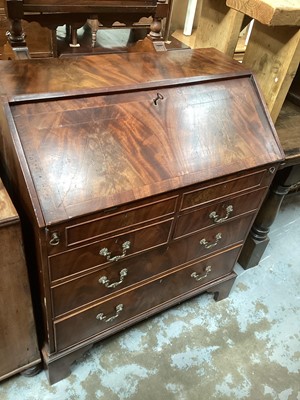Lot 1202 - 19th century mahogany bureau of typical form with fitted interior