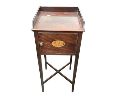 Lot 1256 - 19th century inlaid mahogany bedside cupboard on square taper legs