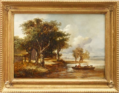 Lot 1169 - Attributed to G. B. Wilcox, 19th century, oil on panel - Figures in a Rowing Boat, in gilt frame