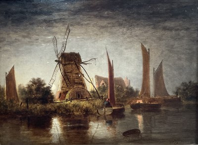 Lot 1155 - Alfred Stannard (1806-1889) oil on canvas - The Yare below Norwich, signed, 31cm x 41cm, in gilt frame