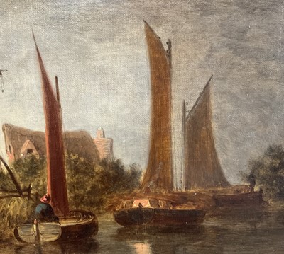 Lot 1155 - Alfred Stannard (1806-1889) oil on canvas - The Yare below Norwich, signed, 31cm x 41cm, in gilt frame