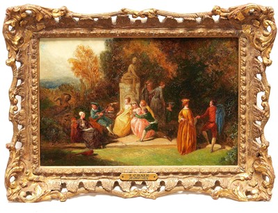Lot 1044 - Charles Thomas Bale (1845-1925) oil on canvas - Fête Gallant, monogrammed and dated 1868, 20.5cm x 30.5cm, in gilt frame