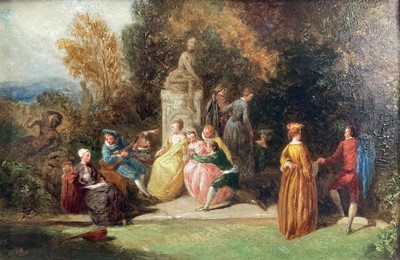 Lot 1205 - Charles Thomas Bale (1845-1925) oil on canvas - Fête Gallant, monogrammed and dated 1868, 20.5cm x 30.5cm, in gilt frame