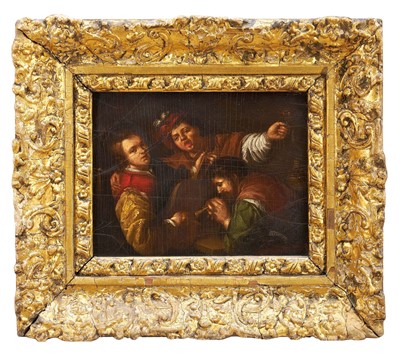 Lot 1175 - After Teniers, 18th century, oil on panel - The Musicians, in deep gilt frame