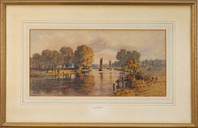 Lot 1163 - John Joseph Cotman (1814-1878) watercolour - The River Yare at Bremerton, signed, in glazed gilt frame