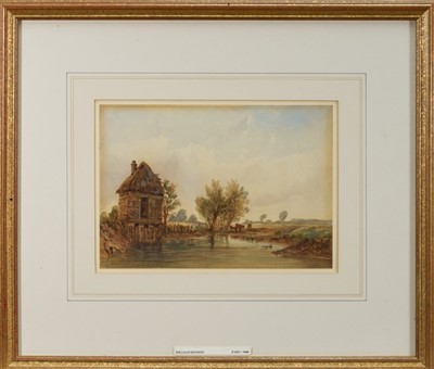 Lot 1174 - William Davison (Fl. 1813-1840) watercolour - Cattle at a Watering Hole, 17.5cm x 25cm, in glazed gilt frame
