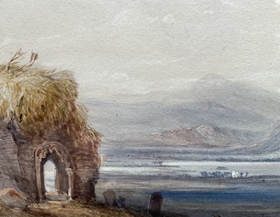 Lot 1158 - John Skinner Prout (1806-1876) watercolour - Abandoned cemetery in mountainous landscape, signed, in glazed gilt frame