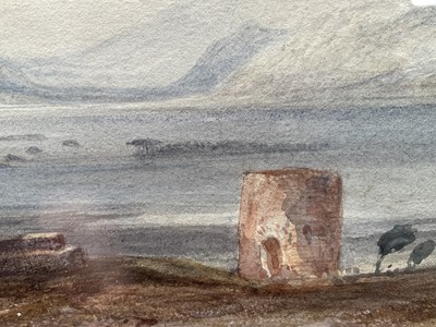 Lot 1158 - John Skinner Prout (1806-1876) watercolour - Abandoned cemetery in mountainous landscape, signed, in glazed gilt frame
