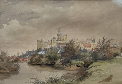 Lot 1157 - James Stark (1794-1859) watercolour - Windsor Castle, exhibition labels verso, 23cm x 33cm, in glazed gilt frame