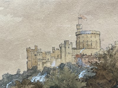 Lot 1157 - James Stark (1794-1859) watercolour - Windsor Castle, exhibition labels verso, 23cm x 33cm, in glazed gilt frame