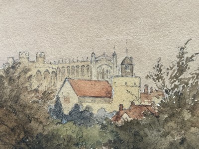 Lot 1157 - James Stark (1794-1859) watercolour - Windsor Castle, exhibition labels verso, 23cm x 33cm, in glazed gilt frame