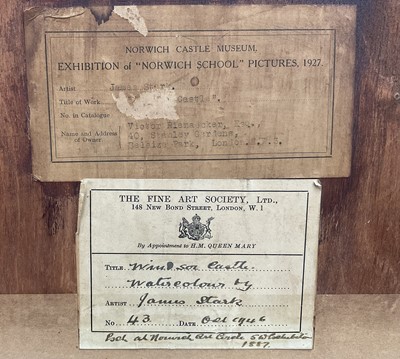 Lot 1157 - James Stark (1794-1859) watercolour - Windsor Castle, exhibition labels verso, 23cm x 33cm, in glazed gilt frame