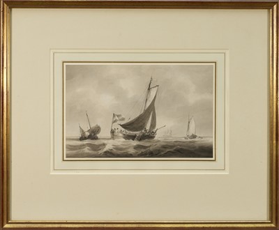 Lot 1159 - Samuel Owen (1768-1857) pencil and grey wash - Dutch Pinks at Sea, signed, in glazed gilt frame