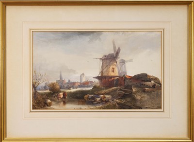 Lot 1201 - Henry Bright (1810-1873) watercolour - Saw Mill on the outskirts of Norwich, in glazed frame