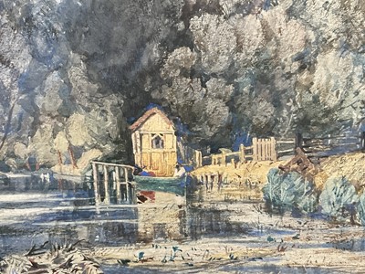 Lot 1156 - John Joseph Cotman (1814-1878) watercolour - ‘On the Back River, Norwich’ signed, dated 1868, 37cm x 65cm, in glazed gilt frame