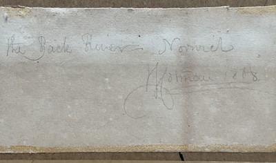 Lot 1156 - John Joseph Cotman (1814-1878) watercolour - ‘On the Back River, Norwich’ signed, dated 1868, 37cm x 65cm, in glazed gilt frame