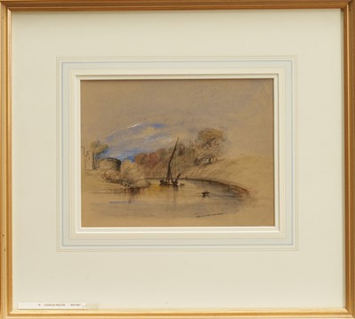 Lot 1194 - Charles Miller (1845-1891) watercolour - River Landscape, 18cm x 24cm in glazed frame