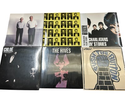 Lot 2209 - Selection of approx 30 LP's including Grunderman, Chemical Brothers, Hives, Charlatans, R. E. M., Therapy? Suede, Breeders and Mercury Rev. All vinyl appears unplayted. Storage box not...