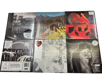 Lot 2209 - Selection of approx 30 LP's including Grunderman, Chemical Brothers, Hives, Charlatans, R. E. M., Therapy? Suede, Breeders and Mercury Rev. All vinyl appears unplayted. Storage box not...
