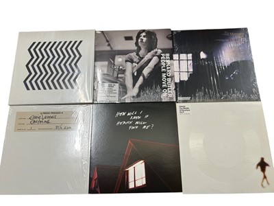 Lot 2209 - Selection of approx 30 LP's including Grunderman, Chemical Brothers, Hives, Charlatans, R. E. M., Therapy? Suede, Breeders and Mercury Rev. All vinyl appears unplayted. Storage box not...