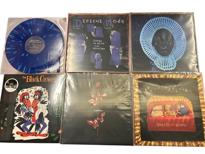 Lot 2221 - Selection of approx 30 LP’s including Depeche Mode, Placebo, Pixies, Franz Ferdinand, Thunder, Red Hot Chilli Peppers, The Black Keys and Beck. Vinyl appears to be unplayed. Storage bo...
