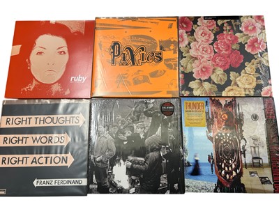 Lot 2221 - Selection of approx 30 LP’s including Depeche Mode, Placebo, Pixies, Franz Ferdinand, Thunder, Red Hot Chilli Peppers, The Black Keys and Beck. Vinyl appears to be unplayed. Storage bo...