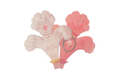 Lot 116 - Five very decorative Prince of Wales feather-shaped menus and The Queen Mother funeral ceremonial
