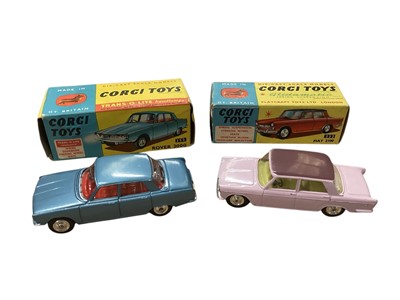 Lot 1569 - Corgi Toys Ghia L.6.4 No.241 (x2), Le Dandy Coupe No.259, Lancia Fulvia Sport Zagato No.332, Rover 2000 No.252, Fiat 2100 No.232, Volkswagen 1500 Karman Gaia No.239, Austin A40 Saloon No.216, Au...
