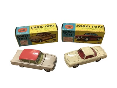 Lot 1569 - Corgi Toys Ghia L.6.4 No.241 (x2), Le Dandy Coupe No.259, Lancia Fulvia Sport Zagato No.332, Rover 2000 No.252, Fiat 2100 No.232, Volkswagen 1500 Karman Gaia No.239, Austin A40 Saloon No.216, Au...