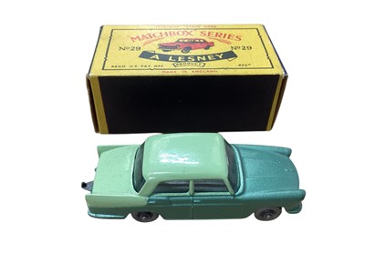 Lot 1601 - Matchbox 1-75 Series (A Lesney) including Ford Anglia No.7, Cadillac No.27 & Austin Cambridge No.29, all boxed (3)
