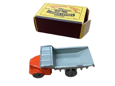 Lot 1600 - Matchbox 1-75 Series (A Moko Lesney) Scammell Scarab Mechanical Horse & Trailer No.10, Wreck Truck No.13, Bedford Compressor Lorry No.28 & Quarry Dump Truck No.6, all boxed (poor) (4)