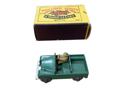 Lot 1603 - Matchbox 1-75 Series (A Moko Lesney) Land Rover MW/B1 No.12, Ambulance No.14 & Bedford Coach London to Glasgow No.21, all boxed (3)