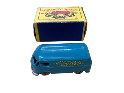 Lot 1602 - Matchbox 1-75 Series (A Moko Lesney) Ambulance No.14, Berkeley Cavalier Caravan No.23 (x2), Bedford Dunlop Van No.25, Bedford Milk Float No.29, Volkswagen Matchbox International Express No.34 &am...