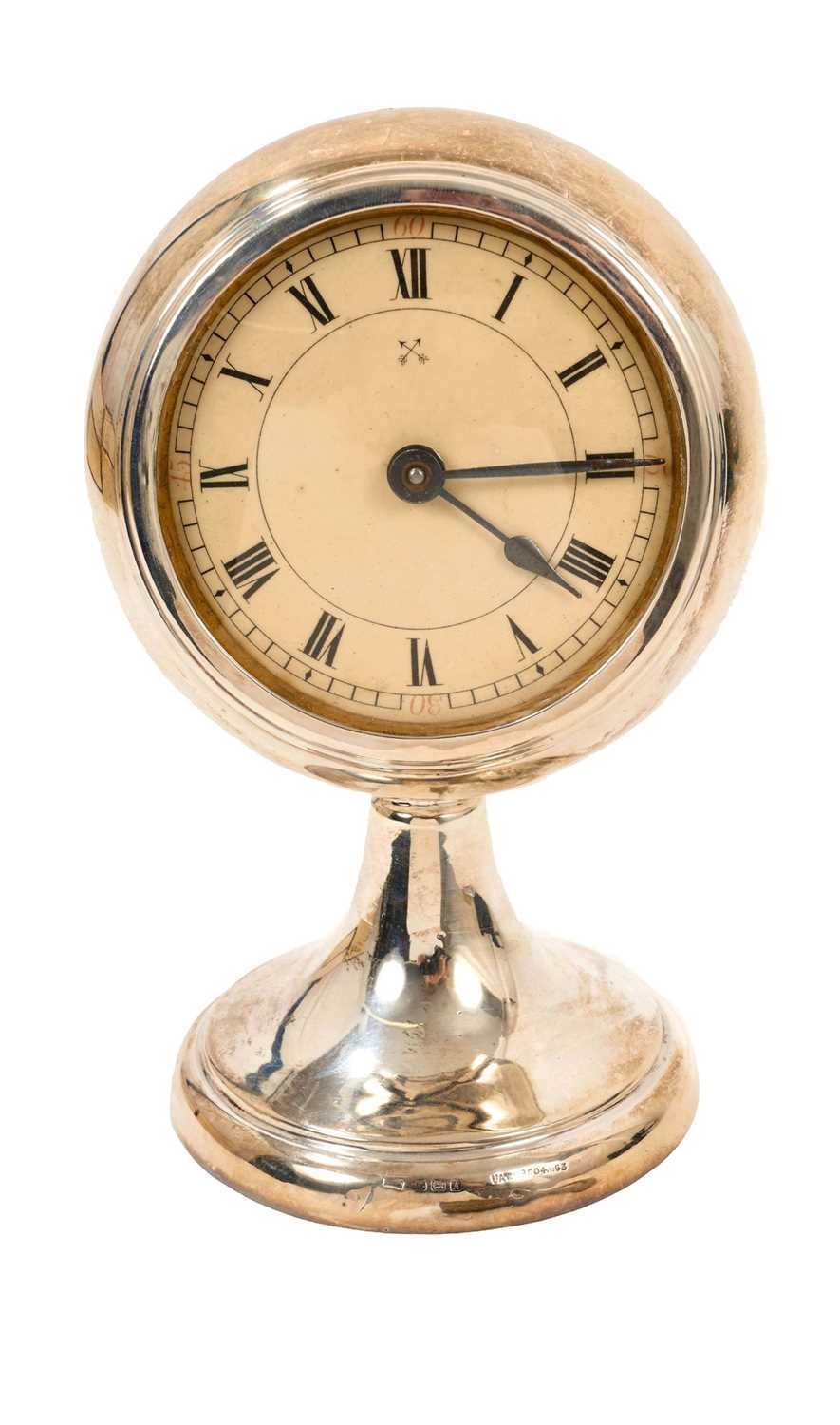 Lot 612 - 1920s silver cased mantel clock with German movement