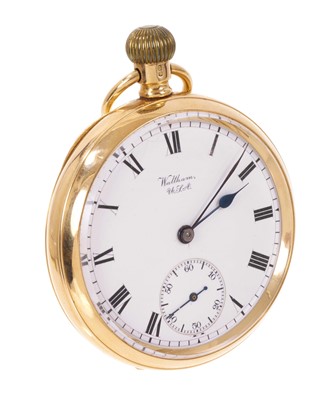Lot 795 - 18ct gold Waltham pocket watch