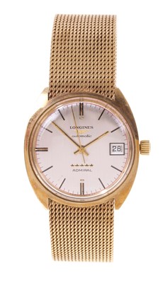 Lot 786 - 1970s Longines Admiral automatic 9ct gold wristwatch, boxed with booklet