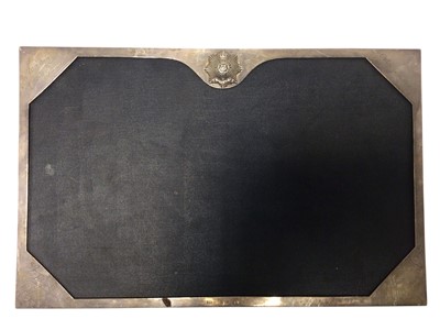 Lot 218 - Silver regimental desk blotter