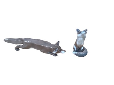 Lot 938 - Two Danish porcelain models of foxes together with a goat, and a selection of other animals including Nao and Lladro